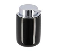 Tendance - Distributeur à Savon Dolomite Rond Pompe Chrome 235 ML - Noir - Salle de Bain - Accessoire Salle de Bain à Poser