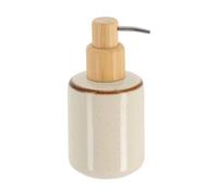 Tendance - Distributeur a savon en gres pompe bambou 300 ml - beige
