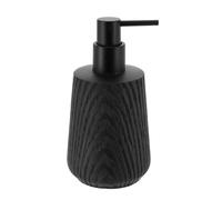 TENDANCE - Distributeur à Savon en Polyrésine Effet Bois 350ml - Noir - Salle de Bain - Accessoire Salle de Bain à Poser