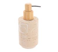 Tendance - Distributeur à Savon en Polyrésine et Bambou 250ml Façon Travertin - Travertin - Salle de Bain - Accessoire Salle de Bain à Poser