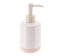 TENDANCE - Distributeur a Savon gres mouchete et Base Brut 330ml- Blanc/Beige
