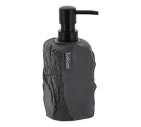 Tendance - Distributeur à Savon Paola en Polyrésine Carré Effet Pierre 400 Ml - Noir - Salle de Bain - Accessoire Salle de Bain à Poser