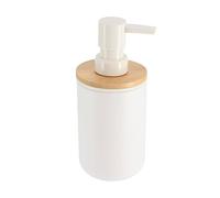 Tendance - Distributeur à Savon PS/Bambou 300 ML - Blanc/Bambou - Salle de Bain - Accessoire Salle de Bain à Poser