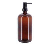 Tendance - Distributeur a savon verre pompe noir mat 1l- ambre