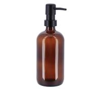 Tendance - Distributeur a savon verre pompe noir mat 500 ml- ambre