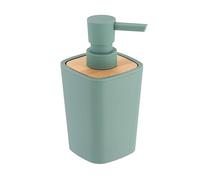 TENDANCE Distributeur de Savon Rubber de 380 ML, fabriqué en ABS et Bambou Vert, Ø 8 x 11 cm