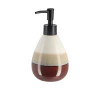 TENDANCE - Distributeur Grès Rond Tricolore 395 ML - Marron/Beige - Salle de Bain - Accessoire Salle de Bain à Poser