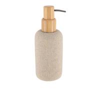 TENDANCE - Distributeur polyresine Rond Effet Maille et Pompe Bambou 340ml - Naturel