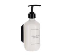 Tendance - Distributeur pour shampoing plastique 380 ml avec support mural a fixer ou 3m - blanc