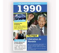 Carte anniversaire + enveloppe - Le journal de mon année - 1990 - 17 cm x 11,5 cm G