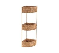 Tendance - Etagere d angle 3 paniers en jacinthe/metal - naturel