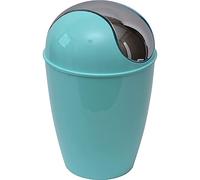 TENDANCE Evideco de Salle de Bain Poubelle Poubelle Brillant Solide Couleur avec Couvercle Chrome (4.5 Litre -1.2 GAL/21 cm L x 34 cm H, Bleu Aqua)