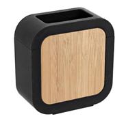Tendance - Gobelet carre rubber + abs et bambou - noir