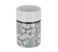 TENDANCE - Gobelet Dolomite Rond Imprimé 320ml - Ecrin Vert - Salle de Bain - Accessoire Salle de Bain à Poser