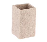TENDANCE Gobelet et Porte Brosse à Dents en résine Beige Aspect Pierre