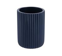 TENDANCE Gobelet et Porte Brosse à Dents en résine striée Bleu Marine Mat