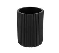 TENDANCE Gobelet et Porte Brosse à Dents en résine striée Noir Mat