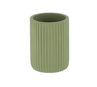 TENDANCE Gobelet et Porte Brosse à Dents en résine striée Vert Kaki Mat