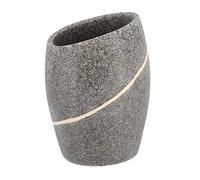 TENDANCE Gobelet et Porte Brosse à Dents en résine Gris Effet Pierre