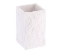TENDANCE - Gobelet Polyrésine Carré Effet Pierre 230ml - Blanc - Salle de Bain - Accessoire Salle de Bain à Poser