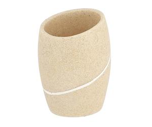 TENDANCE - Gobelet polysresine Arrondi Rond Effet Pierre - Naturel - Salle de Bain - Accessoire Salle de Bain à Poser