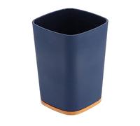 Tendance - Gobelet Rubber + ABS et Bambou 350ml - Bleu Marine - Salle de Bain - Accessoire Salle de Bain à Poser