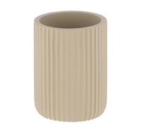 TENDANCE - Gobelet Strié Arrondi Polyrésine 230ml - Taupe - Salle de Bain - Accessoire Salle de Bain à Poser