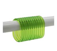 Tendance Lot de 12 Anneaux de Rideaux PVC Polystyrène/Polypropylène Vert Transparent 6 x 4 x 30 cm