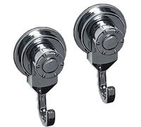 Tendance Lot de 2 Crochets Promo ABS sur Ventouses Polypropylène Chrome 4,5 x 3,5 x 8,7 cm