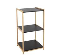 Tendance - Meuble Bambou 3 Etagères MDF Noir - Bambou/Noir - Salle de Bain - Petit Mobilier