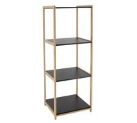 Tendance - Meuble Bambou 4 Etagères MDF Noir - Bambou/Noir - Salle de Bain - Petit Mobilier