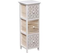 TENDANCE Meuble carré 3 tiroirs Séri Bois Blanc et décor - Naturel