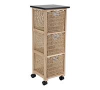 Tendance - Meuble carre sur roulettes 3 tiroirs papier pm structure paulownia/mdf/peuplier - naturel