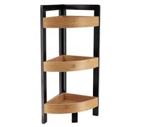 Tendance - Meuble d'Angle 3 Etagères Bambou - Noir/Bambou - Salle de Bain - Petit Mobilier