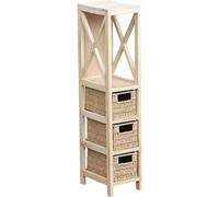 Tendance - Meuble mdf naturel 1 etagere + 3 paniers papier tresses - naturel