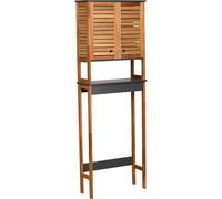 TENDANCE - Meuble Dessus WC Acacia/MDF 2 Portes et Etagere - Element