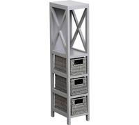 Tendance - Meuble mdf gris 1 etagere + 3 paniers papier tresses - gris