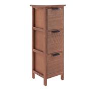 Tendance - Meuble paulownia/mdf/peuplier 3 tiroirs graves et poignees metal sonora - marron