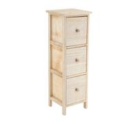 Tendance - Meuble paulownia/mdf/peuplier 3 tiroirs imprimes esteban boutons bois - naturel/blanc