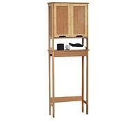 Tendance Meuble pour Toilettes avec Deux Portes en MDF et Une étagère intérieure, Bois, Blanc/Chêne, 57x21,5x173 cm