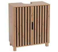 TENDANCE Meuble sous lavabo 2 Portes Effet tasseaux Karma