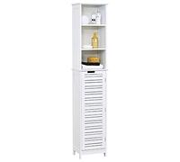 Tendance Miami Meuble Colonne Blanc + 1 Porte + 3 étagères MDF, Bois, 35x26x173 cm