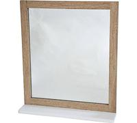 Tendance – Miroir Stockholm MDF avec étagère, imitation bois – Blanc façon chêne vieilli