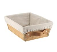 Tendance - Panier de Rangement Bambou 20,5x26x10,5 cm - Bambou/Tissu Lin - Salle de Bain - Dressing Organisation