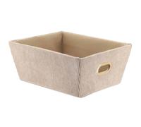 Tendance - Panier de Rangement Velours Côtelé 20,5x26x10,5 cm - Taupe - Salle de Bain - Dressing Organisation