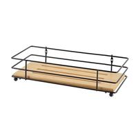 Tendance - Panier rectangulaire Structure Metal Plateau Bambou - Noir Bambou