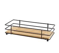 Tendance - Panier Rectangulaire Structure Métal/Plateau Bambou - Noir/Bambou - Salle de Bain - Accessoire Utilitaire