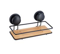 TENDANCE - Panier rectangulaire sur ventouses Structure Metal Plateau Bambou - Noir Bambou