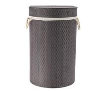 Tendance - Panière à Linge Pliable Bambou et Coton avec Couvercle Intégré - Gris - Salle de Bain - Panières à Linge