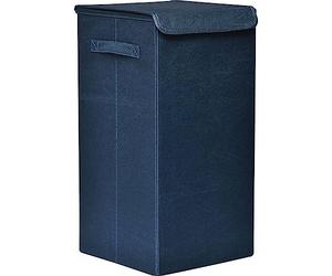 Tendance - Paniere a linge pliable tissu polyester/mdf - bleu canard
